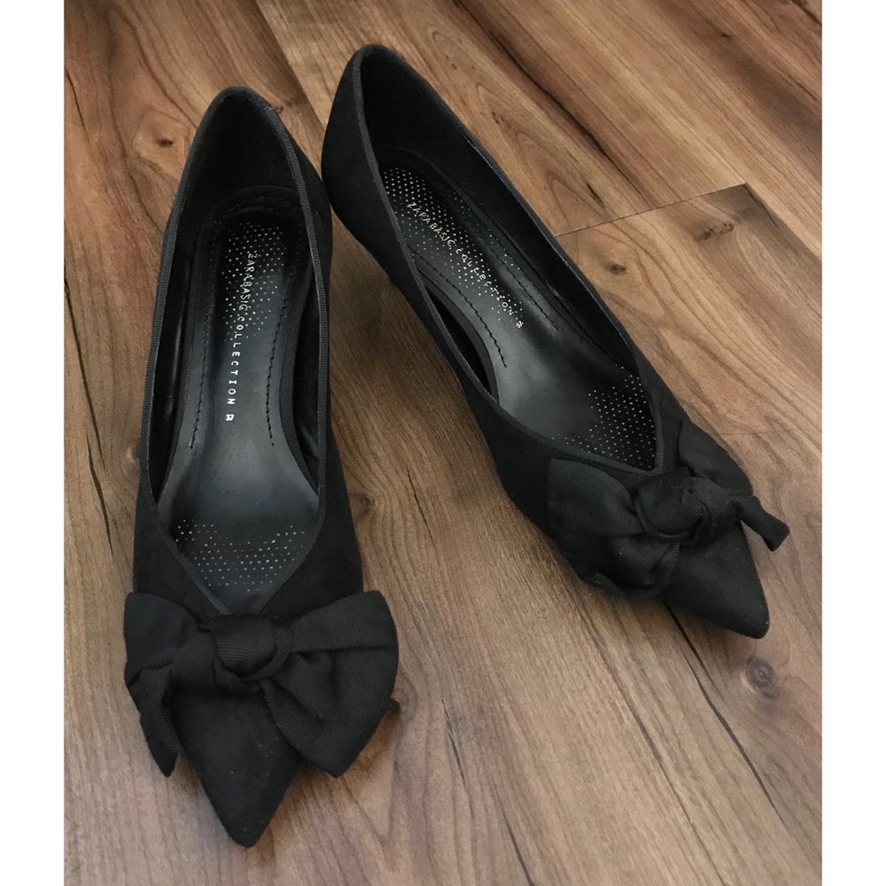 Zara- Black Kitten Heel Shoes